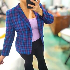 Pendleton Vibrant Blue and Purple Check Blazer